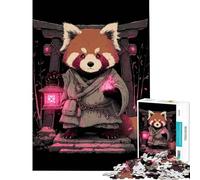 Puzzle de 1000 pièces représentant Un Moine Panda Roux avec Une Lanterne Un défi éducatif Amusant et Relaxant pour Les 14 Ans et Plus Jeu de Puzzle proposé (50x75cm)