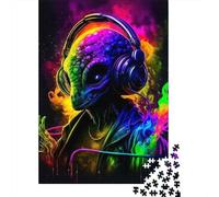 Puzzle de 1000 pièces représentant un monstre qui écoute de la musique, pour adultes et adolescents, puzzles en bois durables pour adultes | Jeux de 1000 pièces (75 x 50 cm)