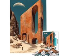Puzzle de 1000 pièces représentant Un Monument du désert avec Figurine et Lune idéal pour Les Adolescents et Les Adultes Un Jeu Amusant et Original Parfait comme Cadeau de Noël ou d'anniversaire