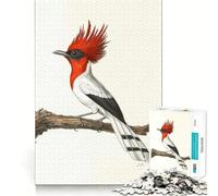 Puzzle de 1000 pièces représentant Un Oiseau à crête Rouge, idéal pour Les Adultes Développement de la mémoire, Loisirs et Assemblage Collection Artistique (38x52cm)