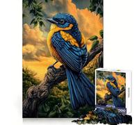 Puzzle de 1000 pièces représentant Un Oiseau Bleu et Jaune sur Une Branche Exercice cérébral, Loisir et découpe de précision Cadeau de Noël Unique (38x52cm)