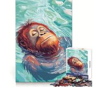 Puzzle de 1000 pièces représentant Un Orang-outan Flottant paisiblement dans l'eau, idéal pour Les Adolescents Jeu de logique Robuste, Silencieux et aux Bords Nets Cadeau élégant (50x75cm)