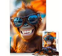 Puzzle de 1000 pièces représentant Un Orang-outan Souriant avec des Lunettes de Soleil, idéal pour Adultes et Adolescents, pour développer sa mémoire et se détendre Cadeau de Noël 38x26cm
