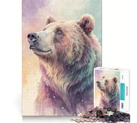 Puzzle de 1000 pièces représentant Un Ours à l'aquarelle,idéal pour Les Adolescents stimule l'imagination,Assemblage Parfait,captivant et Relaxant pour des Moments de détente à la Maison (38x52cm)