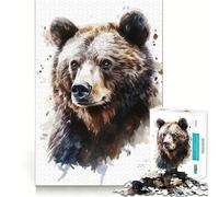 Puzzle de 1000 pièces représentant Un Ours à l'aquarelle Jeu de réflexion Stimulant Découpe Experte Artisanat Fascinant pour Les Moments de détente (38x26cm)