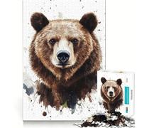Puzzle de 1000 pièces représentant Un Ours à l'aquarelle,Un Jeu de Concentration mentale sans Espace,Un défi cérébral interactif pour la Maison (38x26cm)