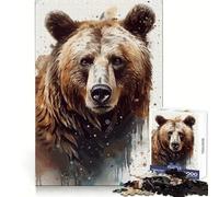 Puzzle de 1000 pièces représentant Un Ours Brun à l'aquarelle,idéal pour la Stimulation cérébrale des Adultes,Un Passe-Temps paisible et de qualité supérieure,Un Cadeau d'anniversaire (50x75cm)