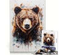 Puzzle de 1000 pièces représentant Un Ours Brun à l'aquarelle,idéal pour Les Adolescents entraînement Intelligent,évasion paisible,découpe Impeccable,Cadeau d'hiver (38x26cm)