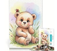 Puzzle de 1000 pièces représentant Un Ours en Peluche Aquarelle avec Une Coccinelle,idéal pour Les Adolescents Jeu Stimulant l'esprit,pièces de Taille Uniforme et précises,activité Amusante