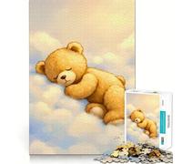 Puzzle de 1000 pièces représentant Un Ours en Peluche endormi sur des Nuages, idéal pour Les Adolescents Jeu de logique mentale, Anti-Stress, découpe Ferme, Cadeau de Noël 38x26cm