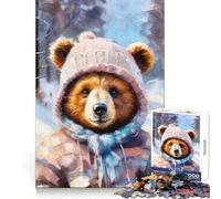 Puzzle de 1000 pièces représentant Un Ours en vêtements tricotés, idéal pour Adultes Développe la logique, se détend et s'apprend Un Cadeau de Noël Chaleureux et précis (38x52cm)