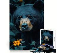 Puzzle de 1000 pièces représentant Un Ours Noir dans Un décor Floral, idéal pour Adultes Développe la logique, Pratique Le Divertissement et Offre Un Cadeau saisonnier paisible (50x75cm)