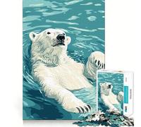 Puzzle de 1000 pièces représentant Un Ours Polaire nageant dans l'eau Bleue, pour Adultes Jeu de réflexion Intelligent et Amusant, découpe précise, à Exposer (38x52cm)