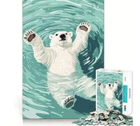 Puzzle de 1000 pièces représentant Un Ours Polaire nageant dans l'eau, idéal pour Les Adolescents Jeu de logique mentale, d'évasion et de Calme Objet de Collection aux Bords Fins (50x75cm)