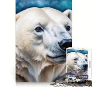 Puzzle de 1000 pièces représentant Un Ours Polaire sur Fond Abstrait, idéal pour Les Adolescents Jeu de logique Puissant, Anti-Stress, Bords Nets Cadeau d'anniversaire (50x75cm)