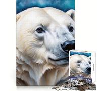 Puzzle de 1000 pièces représentant Un Ours Polaire sur Fond Abstrait, idéal pour Les Adolescents Jeu de logique Puissant, Anti-Stress, Bords Nets Cadeau d'anniversaire (38x26cm)