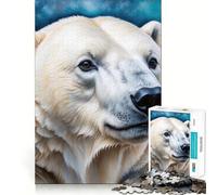 Puzzle de 1000 pièces représentant Un Ours Polaire sur Fond Abstrait, idéal pour Les Adolescents Jeu de logique Puissant, Anti-Stress, Bords Nets Cadeau d'anniversaire (50x75cm)