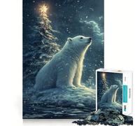 Puzzle de 1000 pièces représentant Un Ours Polaire, Un Sapin de Noël et Une scène hivernale, idéal pour Les Adolescents Renforce la mémoire, Passe-Temps apaisant et de qualité Cadeau Festif (38x52cm)