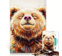 Puzzle de 1000 pièces représentant Un Ours Souriant avec Effet Aquarelle, idéal pour Adultes Renforce la mémoire, apaise et divertit Qualité supérieure, Joli Cadeau 38x52cm