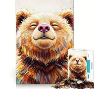 Puzzle de 1000 pièces représentant un ours souriant avec effet aquarelle idéal pour les adolescents amélioration de la mémoire détente et divertissement Pièce de collection aux découpes nettes 38x26cm