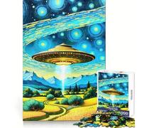 Puzzle de 1000 pièces représentant Un OVNI dans Un Paysage Rural, idéal pour Les Adultes Développe la mémoire, stimule Les Sens et Offre Un Plaisir de Loisirs Bords Nets Cadeau de Saison (38x26cm)