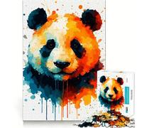 Puzzle de 1000 pièces représentant un panda à l'aquarelle,idéal pour adultes Jeu stimulant la réflexion,structure à emboîtement précise,facile à apprendre,pour le plaisir de toute la famille (38x26cm)