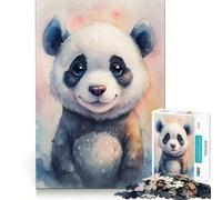 Puzzle de 1000 pièces représentant Un Panda à l'aquarelle,idéal pour Les Adolescents Jeu de mémoire,Verrouillage sûr,sans pièces détachées,Format Voyage, pour stimuler Le Cerveau (38x52cm)