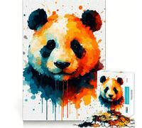 Puzzle de 1000 pièces représentant Un Panda à l'aquarelle,Jeu de Concentration mentale sans Espace,Design ajusté,défi cérébral interactif pour la Maison (38x52cm)