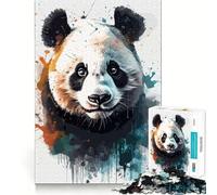Puzzle de 1000 pièces représentant Un Panda à l'aquarelle pour Adultes Jeu de Concentration Découpe de précision Bords Lisses Défi Amusant pour Passer Le Temps (38x26cm)