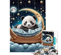 Puzzle de 1000 pièces représentant Un Panda Dormant sur Un Croissant de Lune idéal pour Les Adolescents et Les Adultes Jeu de Relaxation Cadeau Original pour Femmes Cadeau d'anniversaire ou de Noël