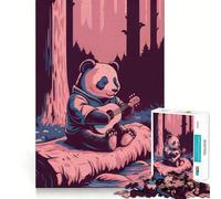 Puzzle de 1000 pièces représentant Un Panda Jouant de la Guitare dans la forêt idéal pour Les Adolescents Jeu de logique et de Coordination à Partager et à découper avec précision Décoration Murale