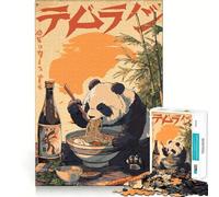 Puzzle de 1000 pièces représentant Un Panda Mangeant des Ramen avec des Baguettes, idéal pour Adultes Stimule la mémoire, se détend et s'amuse Finition précise Joli Cadeau (50x75cm)