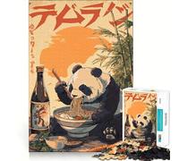Puzzle de 1000 pièces représentant Un Panda Mangeant des Ramen avec des Baguettes, Un Jeu d'éveil et de Relaxation apaisant, Une pièce de Collection découpée avec précision (38x52cm)