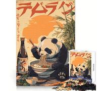 Puzzle de 1000 pièces représentant Un Panda Mangeant des Ramen avec des Baguettes, Un Jeu d'éveil et de Relaxation apaisant, Une pièce de Collection découpée avec précision (38x52cm)