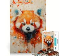 Puzzle de 1000 pièces représentant Un Panda Roux à l'aquarelle, idéal pour Les Adolescents Décoration Murale apaisante et Amusante aux découpes nettes (38x26cm)