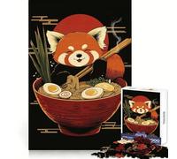 Puzzle de 1000 pièces représentant Un Panda Roux dégustant Un Bol de Ramen, idéal pour Adultes Jeu de logique, Anti-Stress, découpe de précision, Cadeau de fête (38x26cm)
