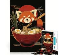 Puzzle de 1000 pièces représentant Un Panda Roux dégustant Un Bol de Ramen, idéal pour Adultes Jeu de logique, Anti-Stress, découpe de précision, Cadeau de fête (38x26cm)