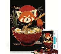 Puzzle de 1000 pièces représentant un panda roux dégustant un bol de ramen idéal pour les adolescents pour développer leur mémoire se détendre et profiter d'un moment de plaisir Bords Surprise de Noël