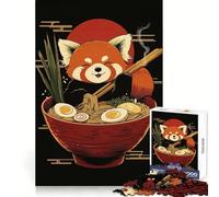 Puzzle de 1000 pièces représentant un panda roux dégustant un bol de ramen idéal pour les adolescents pour développer leur mémoire se détendre et profiter d'un moment de plaisir Bords Surprise de Noël
