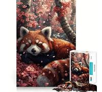 Puzzle de 1000 pièces représentant Un Panda Roux endormi dans Un Sakura, idéal pour Adultes Jeu de logique, Anti-Stress, découpe de précision, Cadeau de fête (38x52cm)