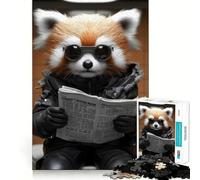 Puzzle de 1000 pièces représentant Un Panda Roux lisant Le Journal aux Toilettes idéal pour Les Adolescents pour développer Leur mémoire se détendre et Profiter d'un Espace Propre Surprise Garantie