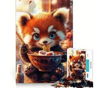 Puzzle de 1000 pièces représentant Un Panda Roux Mangeant des Ramen, idéal pour Adultes Jeu de logique, Anti-Stress, découpe de précision, Cadeau Parfait pour Les fêtes (38x26cm)