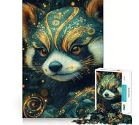 Puzzle de 1000 pièces représentant Un Panda Roux orné, idéal pour Les Adolescents Jeu de logique Robuste, Silencieux et aux Bords Nets Cadeau élégant (38x26cm)