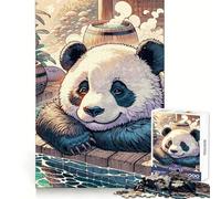 Puzzle de 1000 pièces représentant Un Panda se Relaxant dans Une Source Thermale, idéal pour Les Adolescents Stimule la mémoire, soulage la Tension et Offre Une Belle qualité d'art (38x52cm)