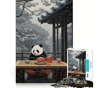 Puzzle de 1000 pièces représentant Un Panda, Style Japonais, pour Adultes Jeu de réflexion et Divertissement d'intérieur Découpe de précision pour Les fêtes (38x52cm)