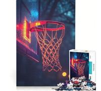 Puzzle de 1000 pièces représentant Un Panier de Basket la Nuit, Jeu de réflexion, décoration intérieure, avec des pièces de Formes aléatoires Parfaitement emboîtables 38x26cm