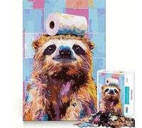 Puzzle de 1000 pièces représentant Un Paresseux avec du Papier Toilette sur la tête idéal pour Les Adolescents Jeu de logique Solide et apaisant découpe de précision