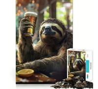 Puzzle de 1000 pièces représentant Un Paresseux Buvant de la bière, pour Adultes Jeu de réflexion et de Calme Décoration Murale épurée 50x75cm