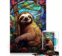 Puzzle de 1000 pièces représentant Un Paresseux en vitrail, idéal pour Les Adolescents Détente et Relaxation garanties 38x26cm