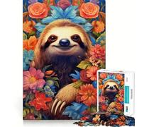 Puzzle de 1000 pièces représentant Un Paresseux et Une Fleur, idéal pour Les Adolescents Activité stimulante à Domicile, Bords Nets, Cadeau Festif 38x52cm